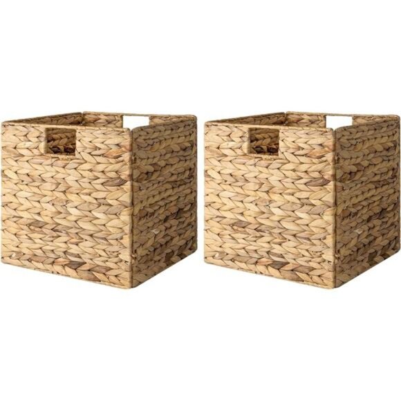 Wicker Baskets for Storage with Liners, Water Hyacinth Storage Baskets - Picture 1 of 7